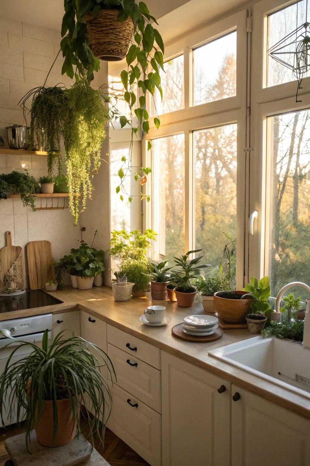 Leverage natural light to nurture your kitchen plants.