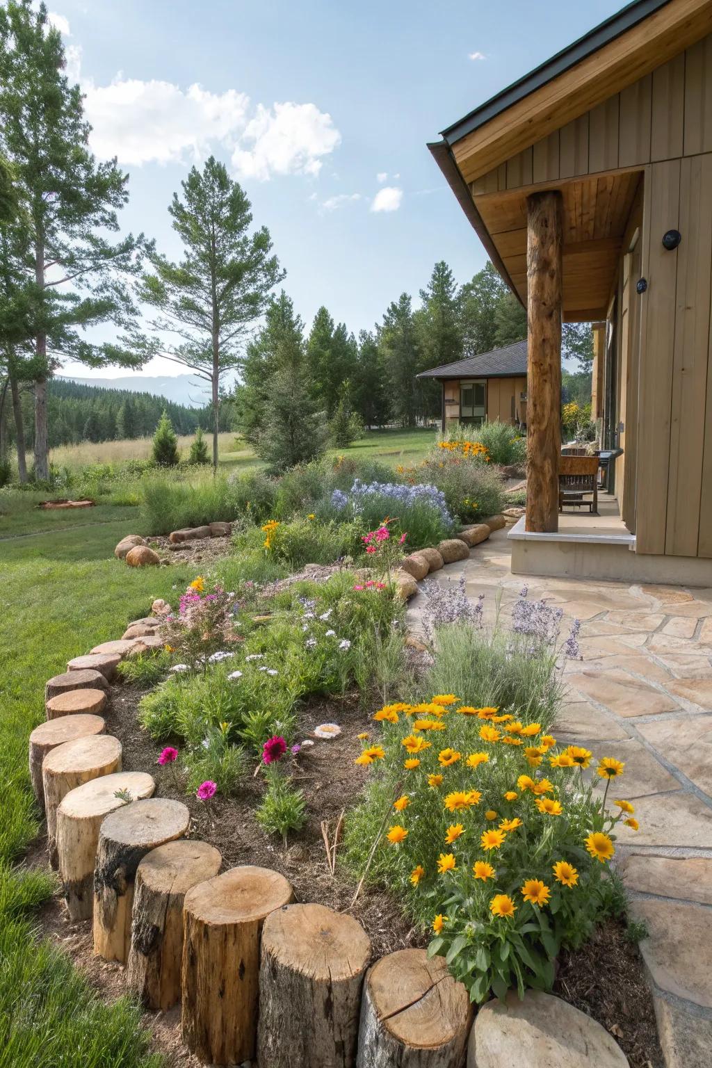 Log or timber edging brings a natural, rustic charm to your garden.