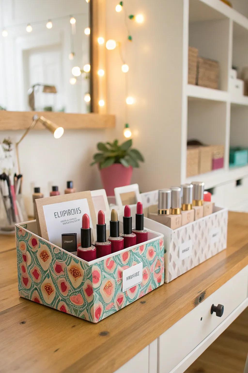 Craft your own unique lipstick organizer.