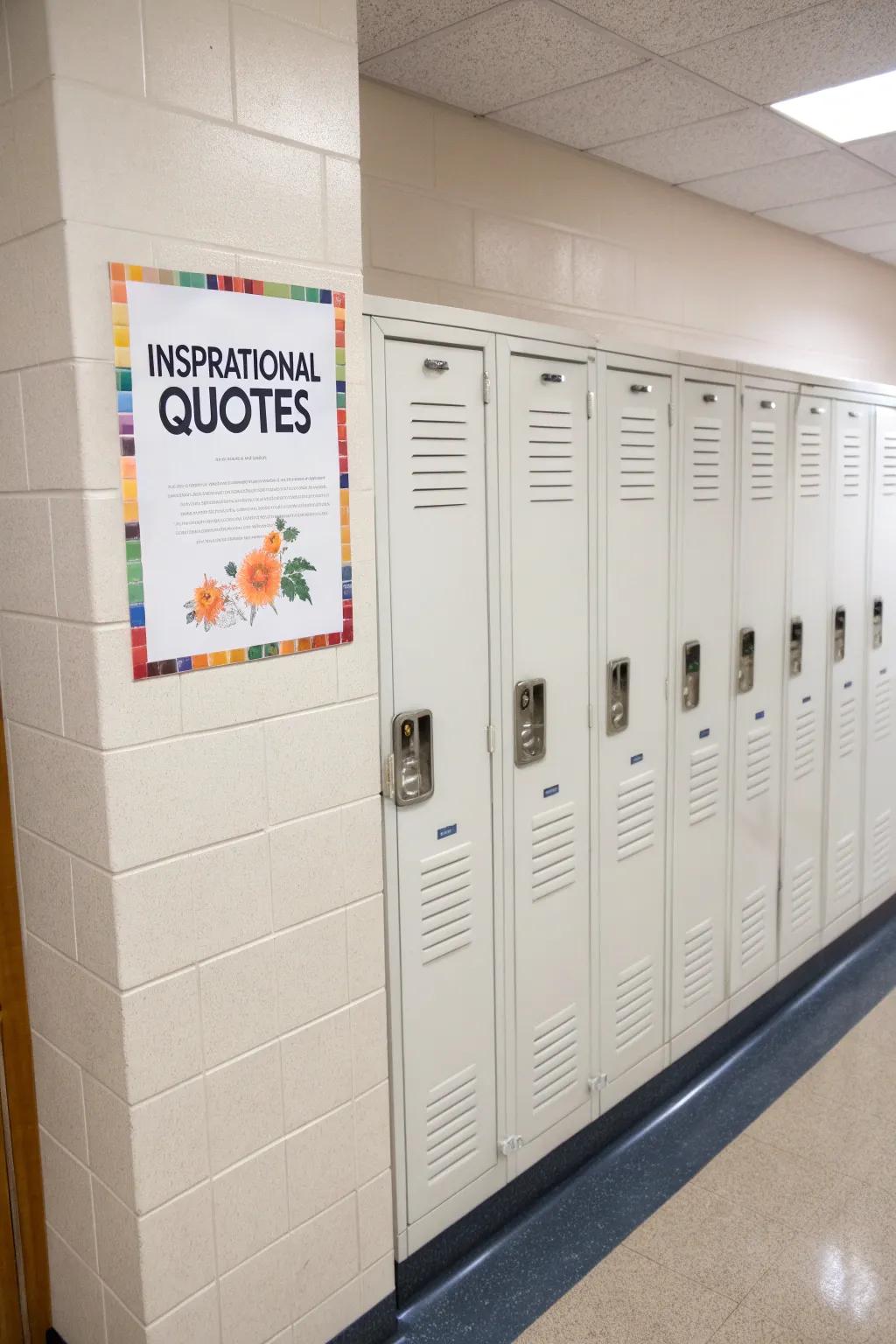 Stay motivated with uplifting quotes inside your locker.