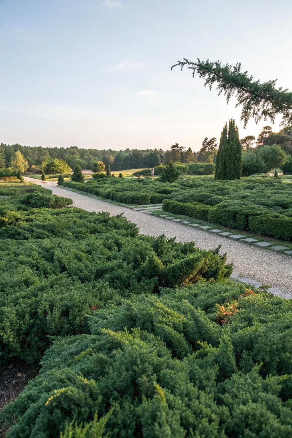 Creeping Juniper providing lush, evergreen coverage.