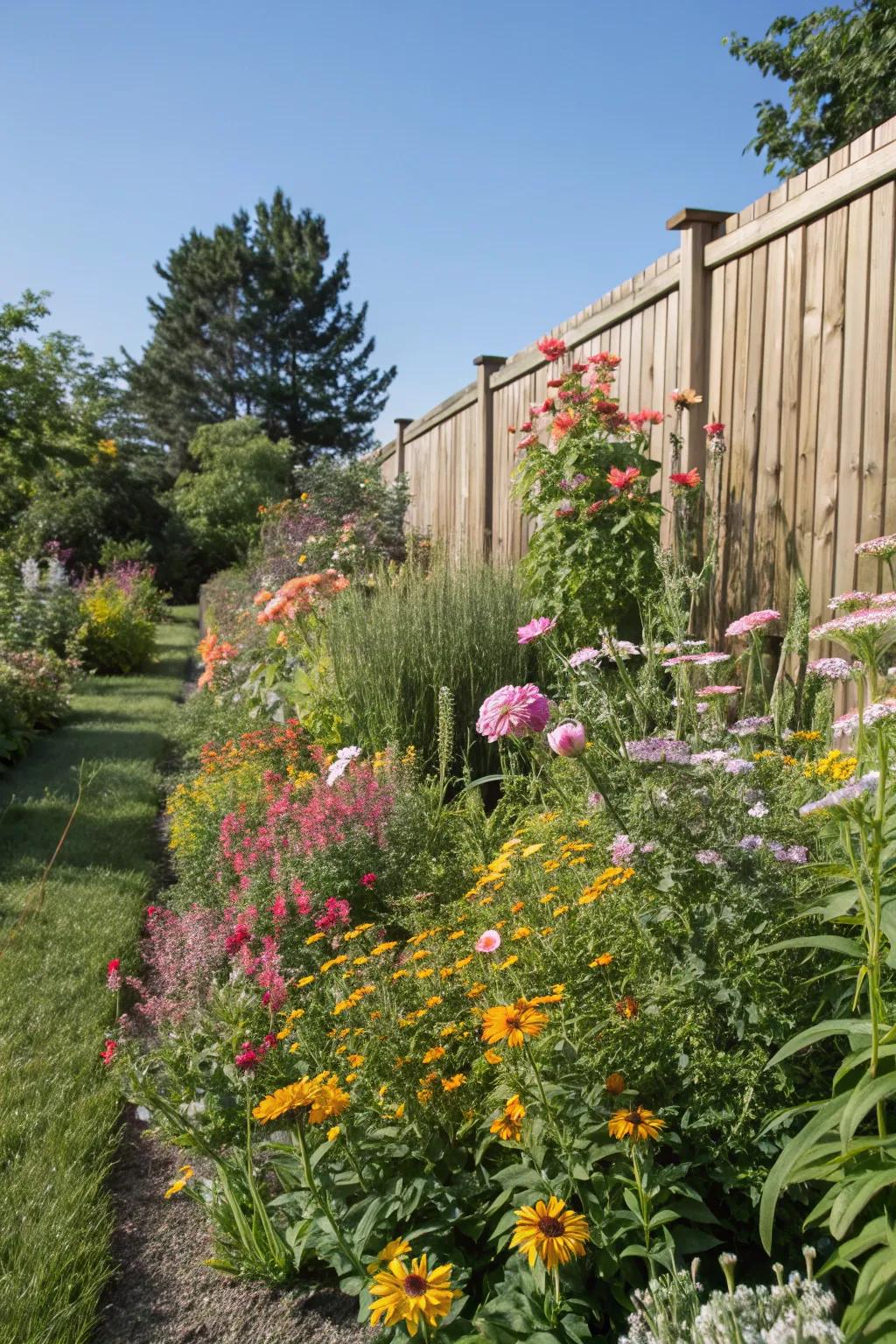 Borders rich with perennials frame the garden perfectly.