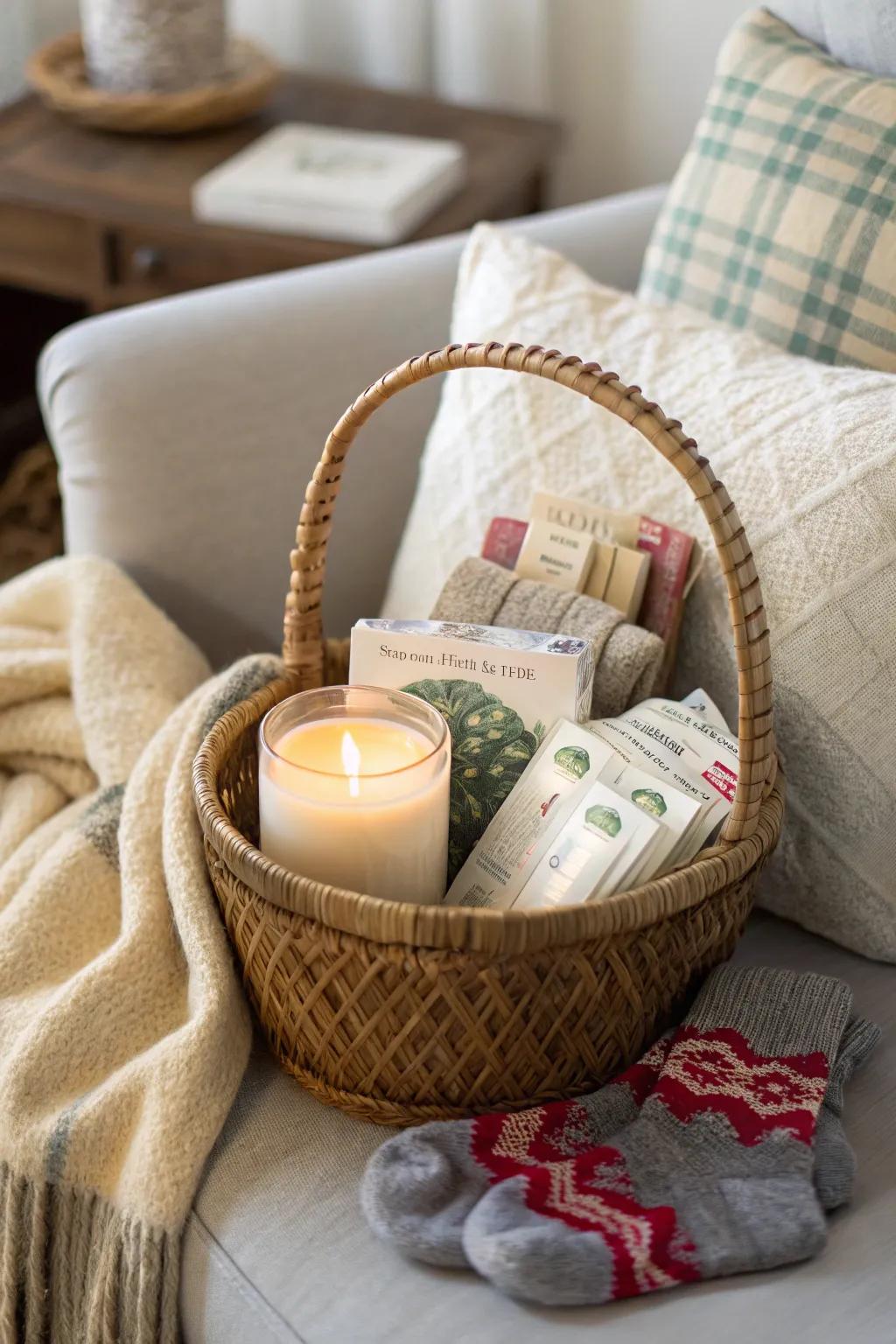A pampering May basket for a soothing evening at home.