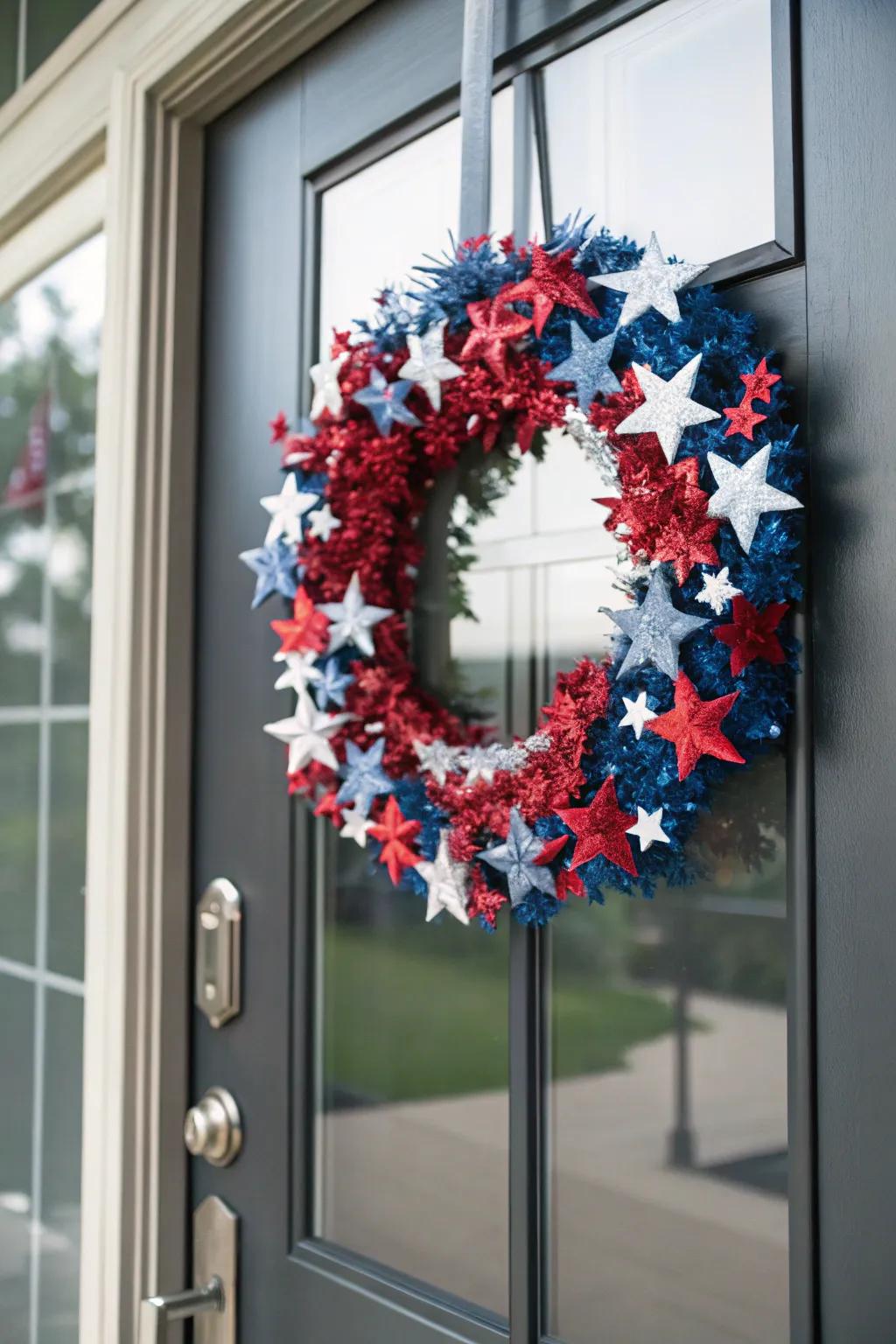 A star-spangled wreath adding a touch of elegance.