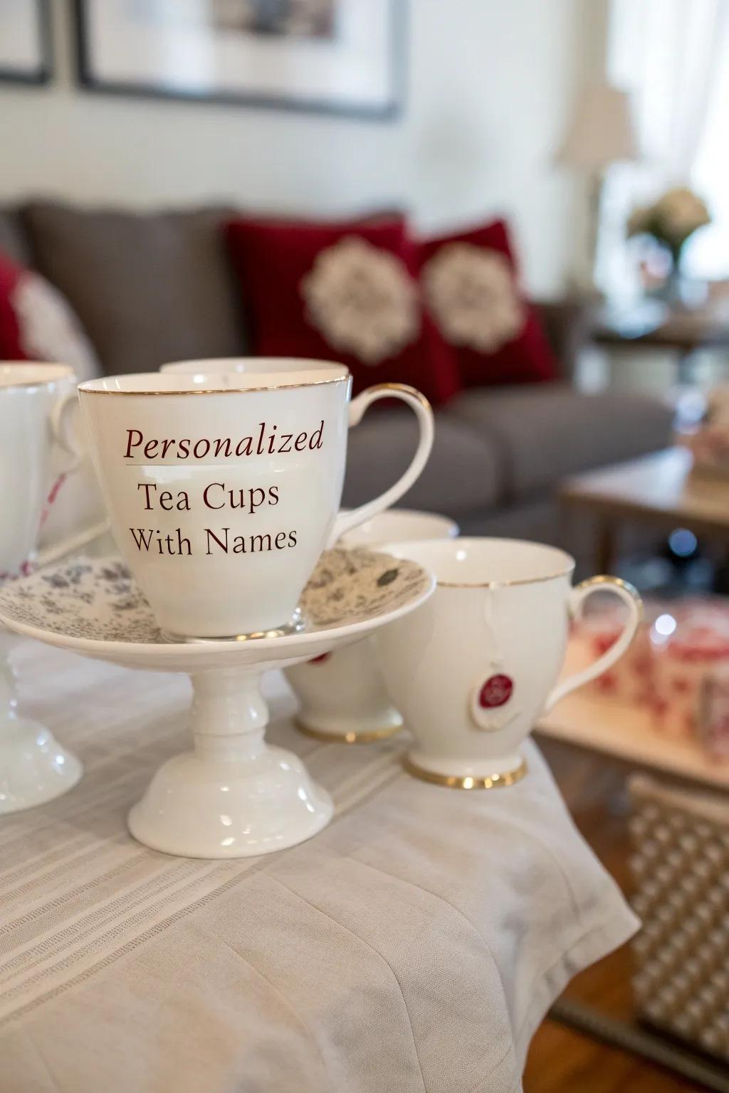 Personalized tea cups make for a memorable keepsake from your celebration.