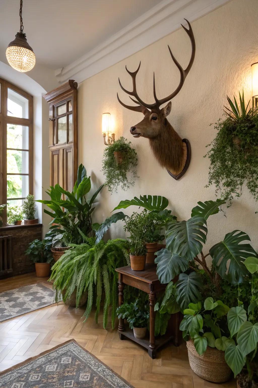 A room brought to life with nature-inspired decor elements.