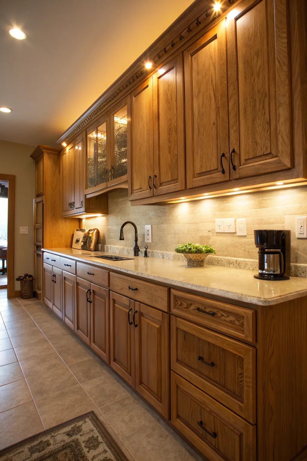 Lighting that enhances the natural beauty of wood.
