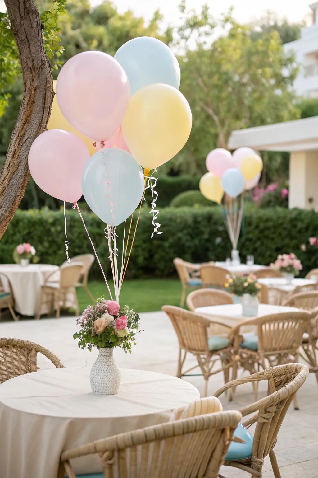 Pastel balloons add a playful yet elegant touch to any event.