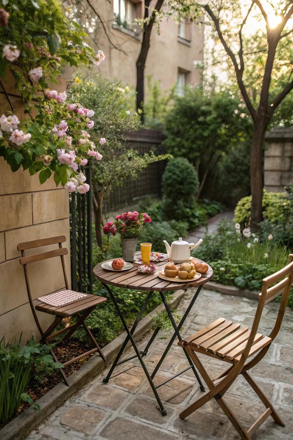 Intimate dining in a cozy nook.