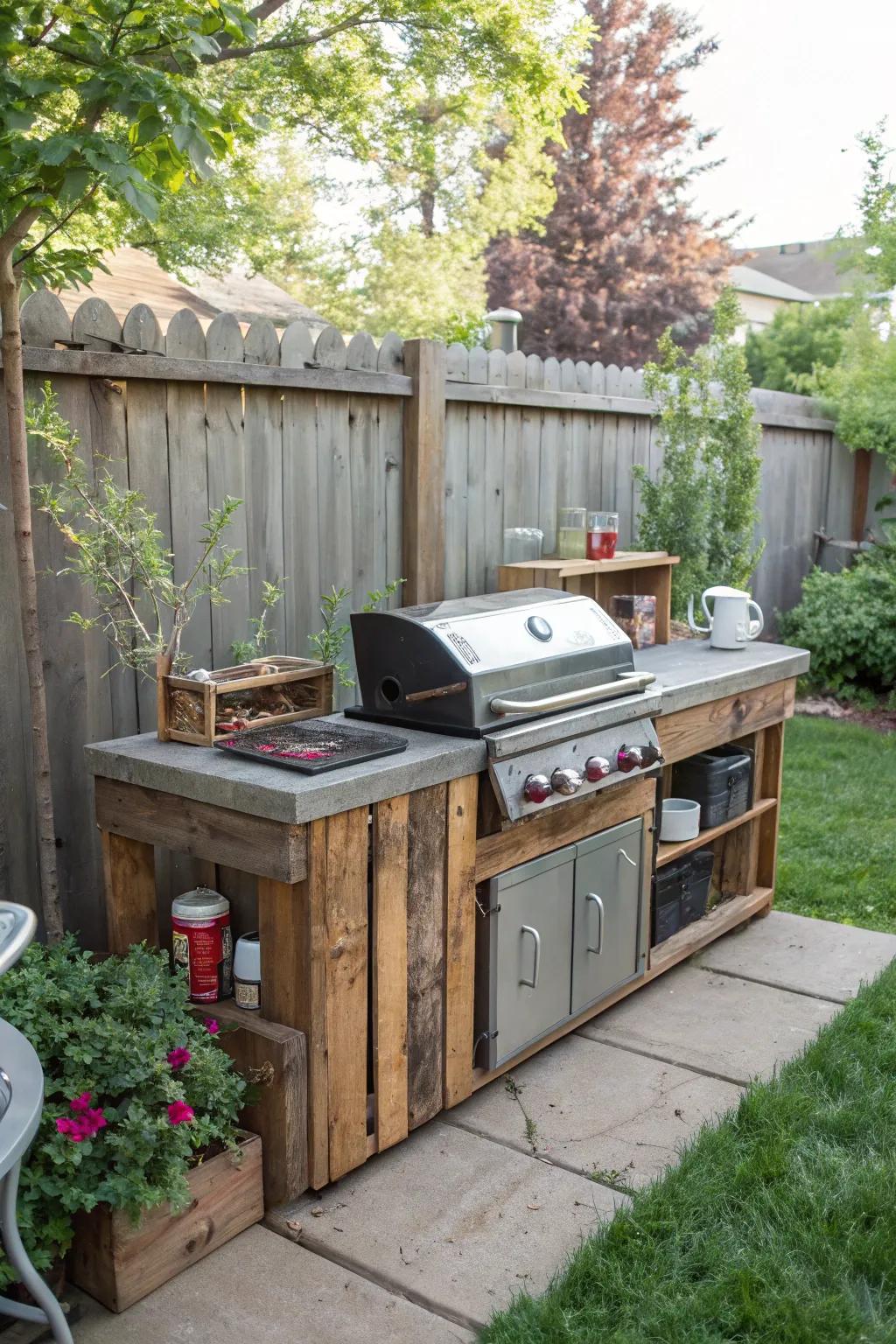 Create a unique space with a DIY upcycled grill station.