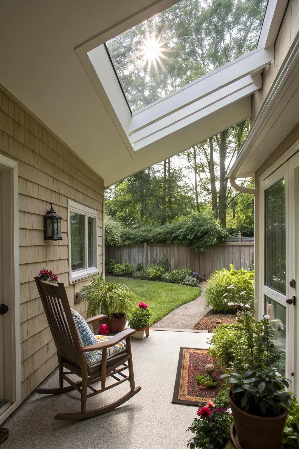 Brighten your porch with a skylight feature.