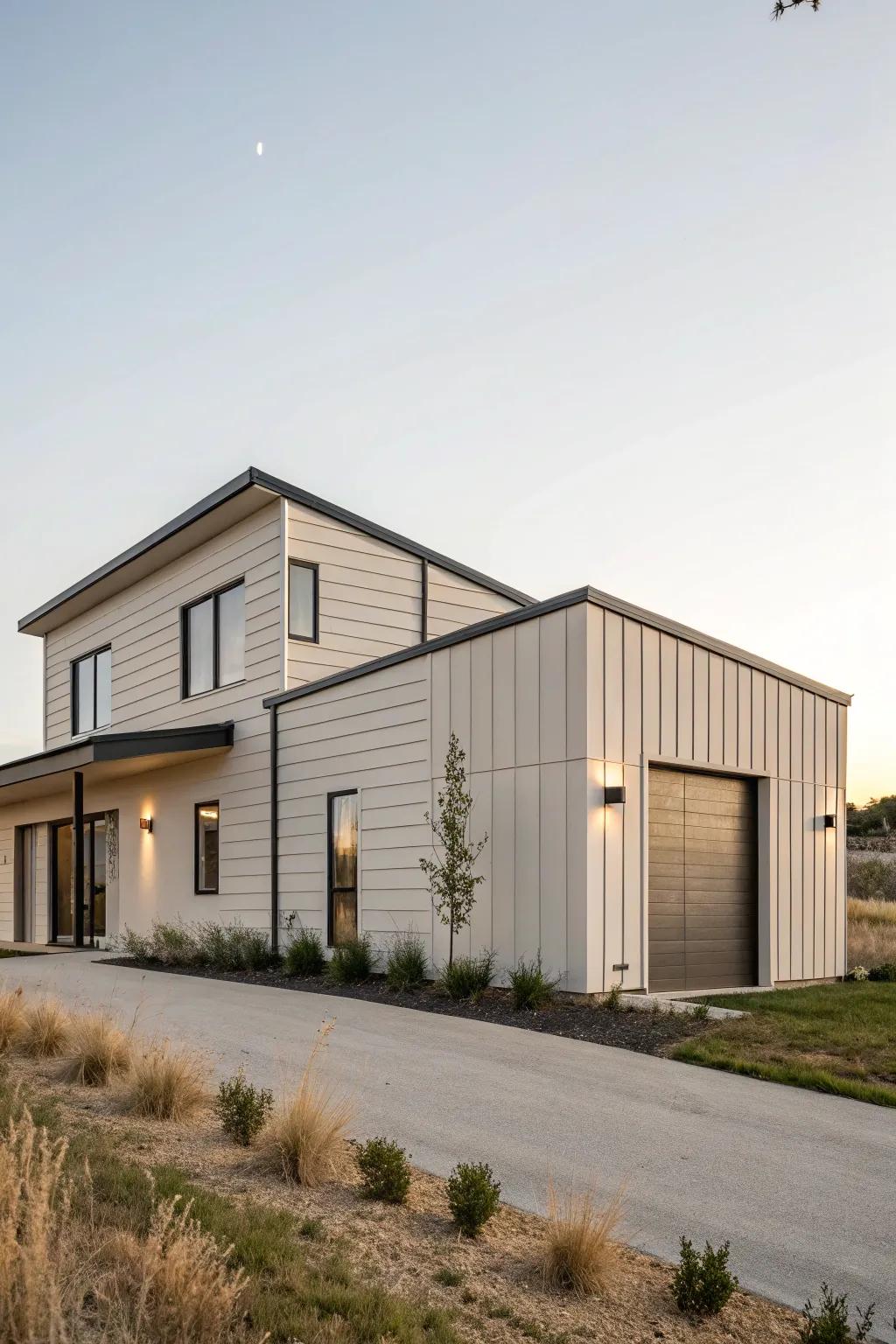 A modern minimalist look for a sleek ranch house aesthetic.