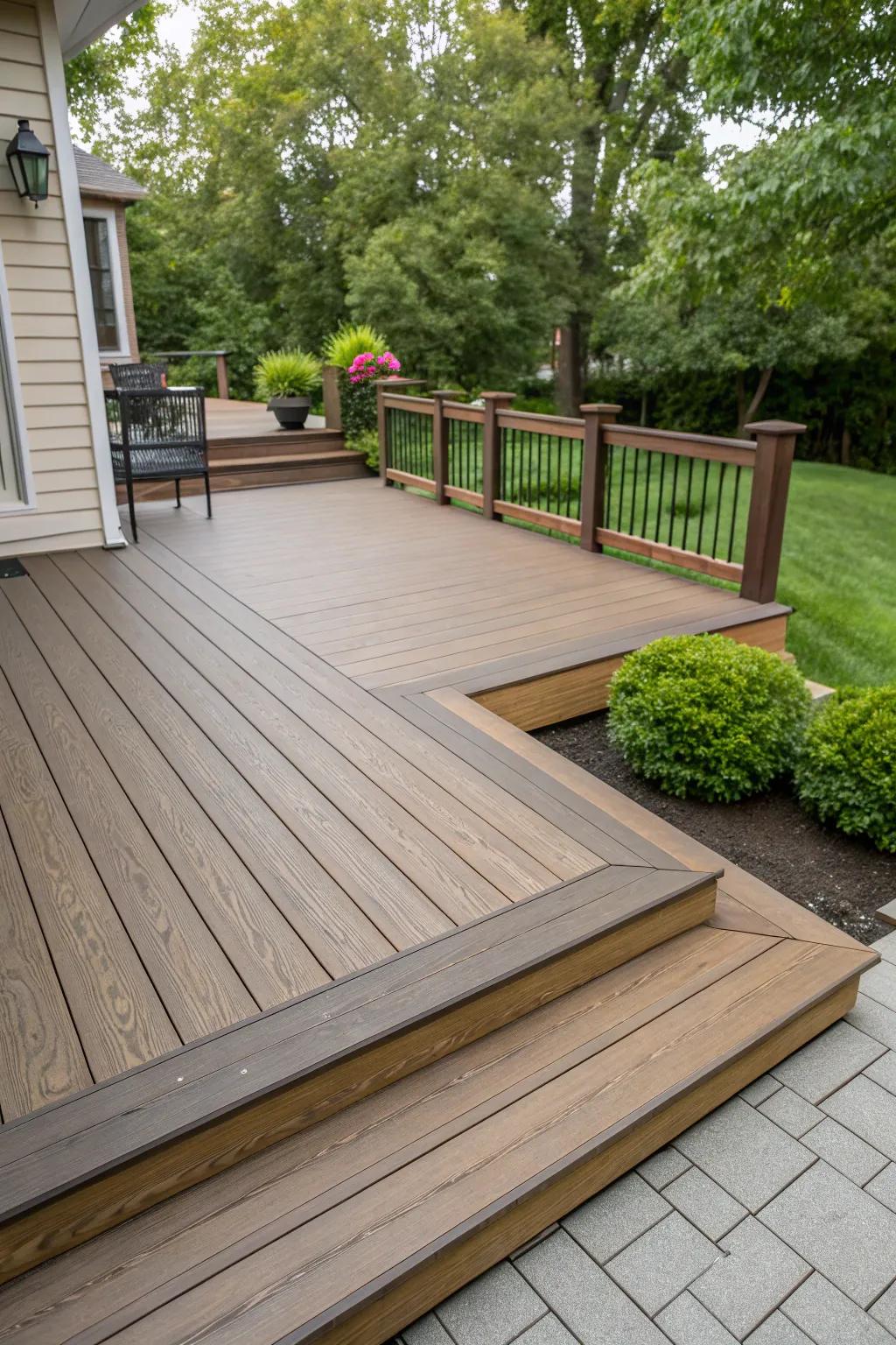 Mix materials for a contemporary deck aesthetic.