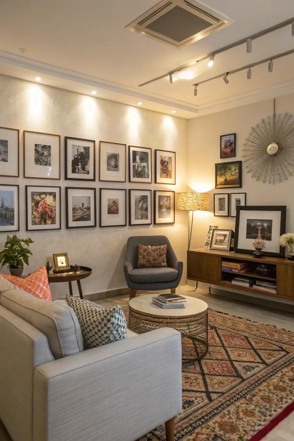 A gallery wall adds personality and style.