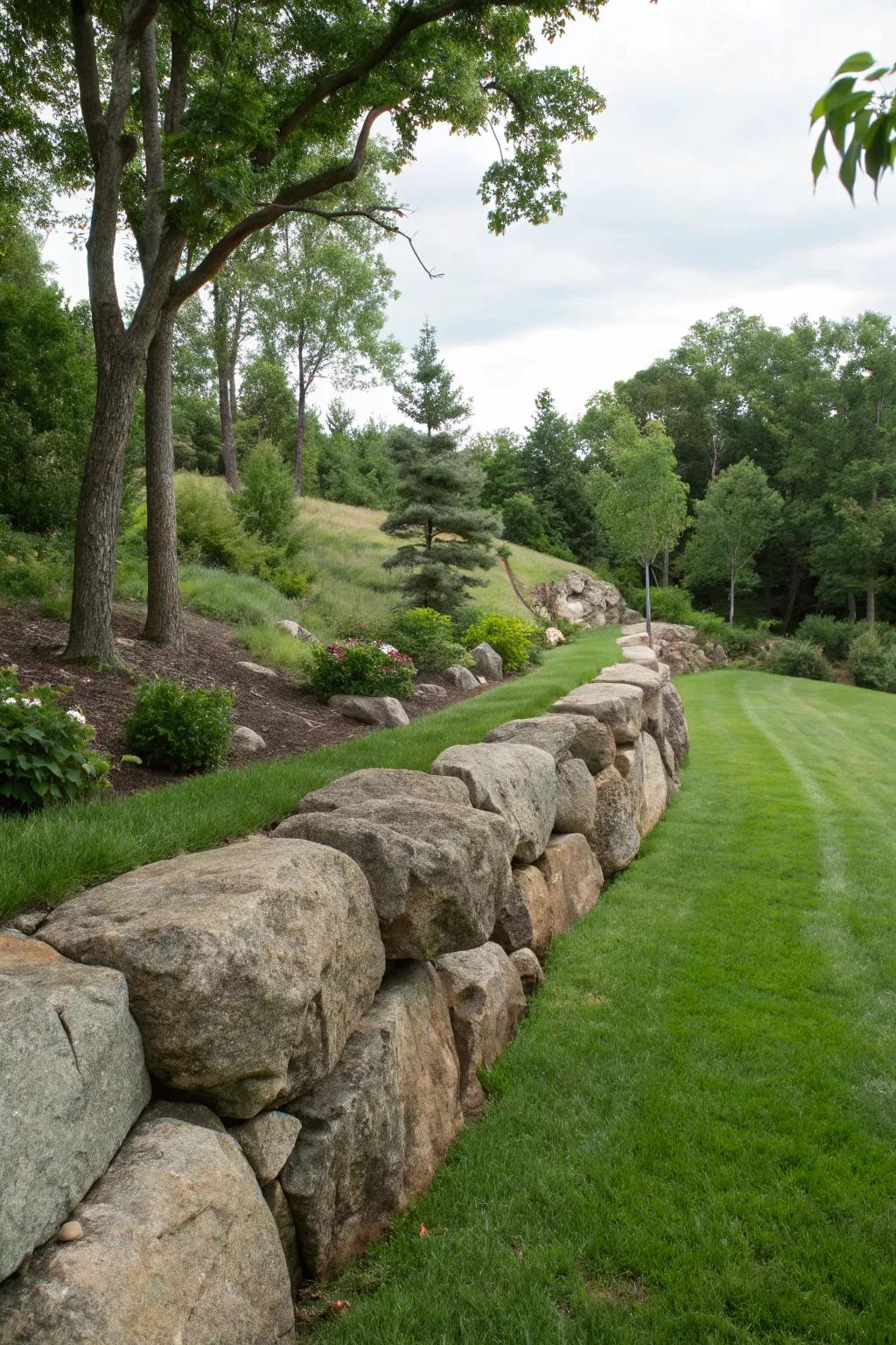 Boulders make a powerful and natural statement in landscaping.