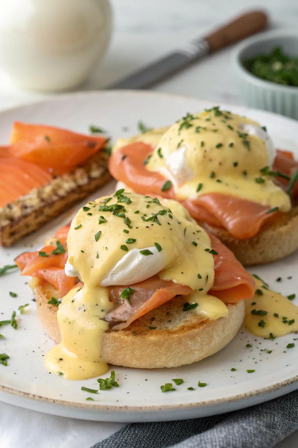 Elevate your breakfast with a luxurious version of Eggs Benedict.