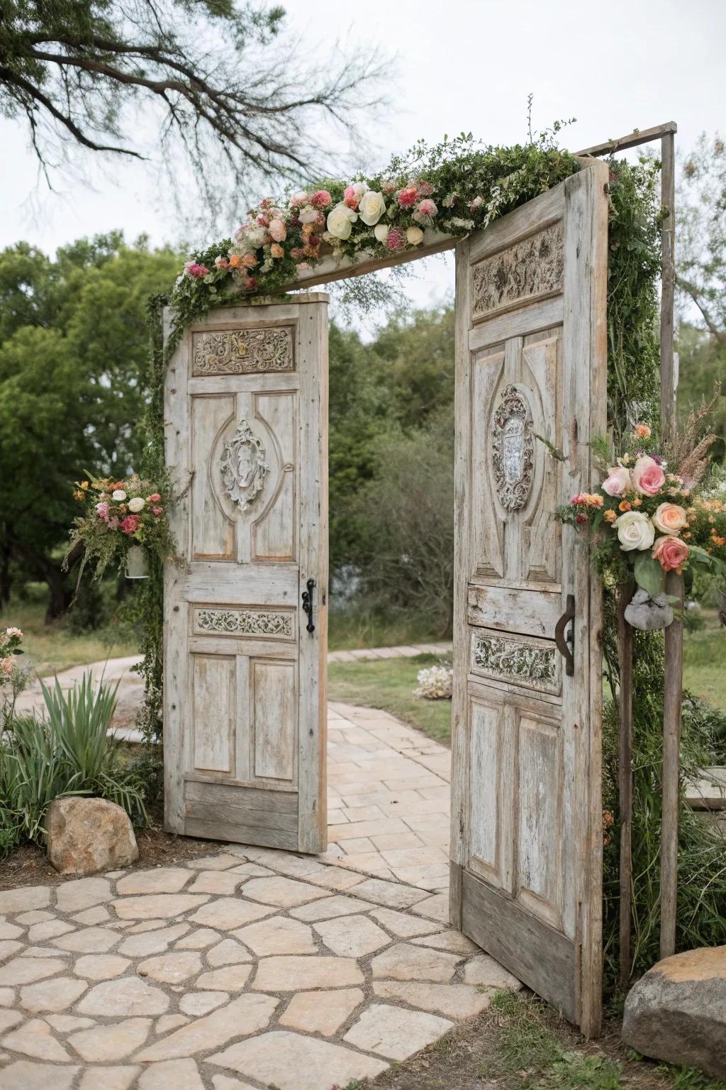 A vintage door arch, offering a nostalgic and personal touch.