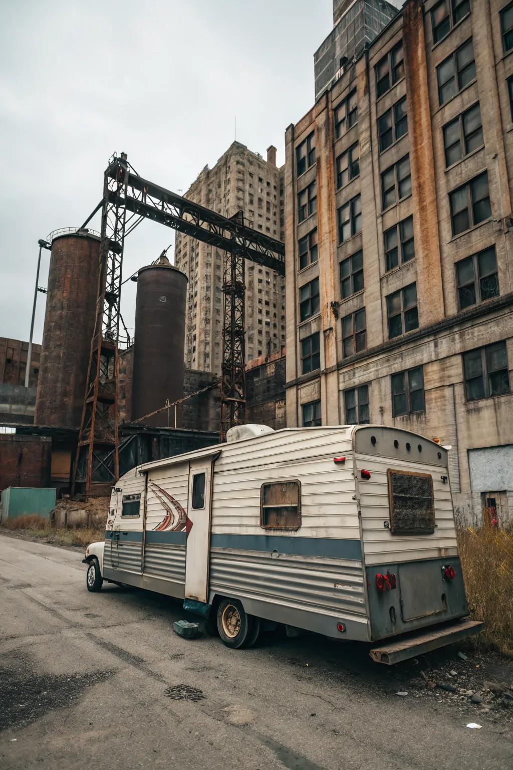 Corrugated metal siding adds an industrial chic flair to your RV.