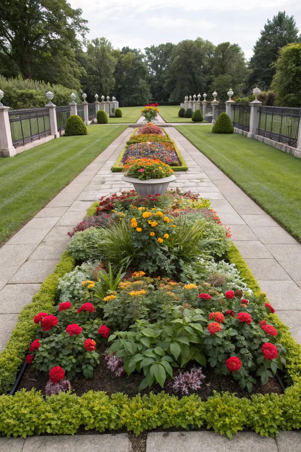 Symmetry and balance create a harmonious garden.