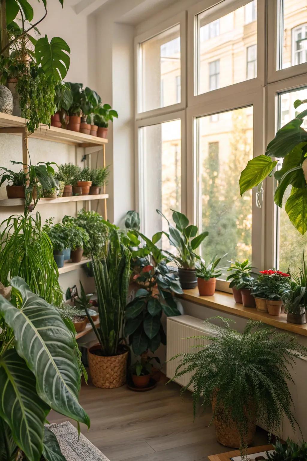 Indoor plants bring freshness and vibrancy to Southern decor.