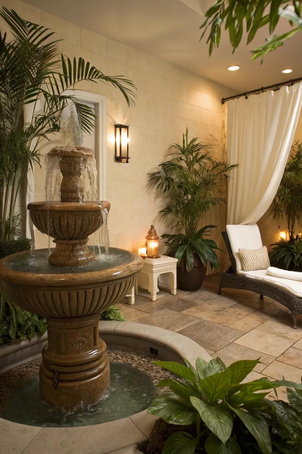 Enhance relaxation with soothing water features.