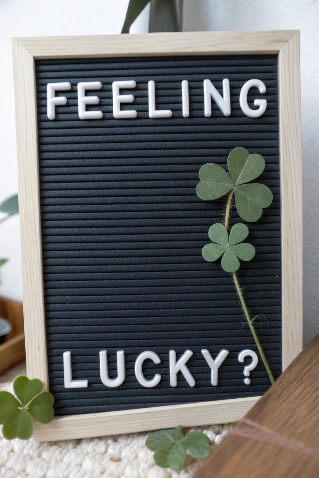 A simple yet magical letter board that asks the ultimate St. Patrick's Day question.