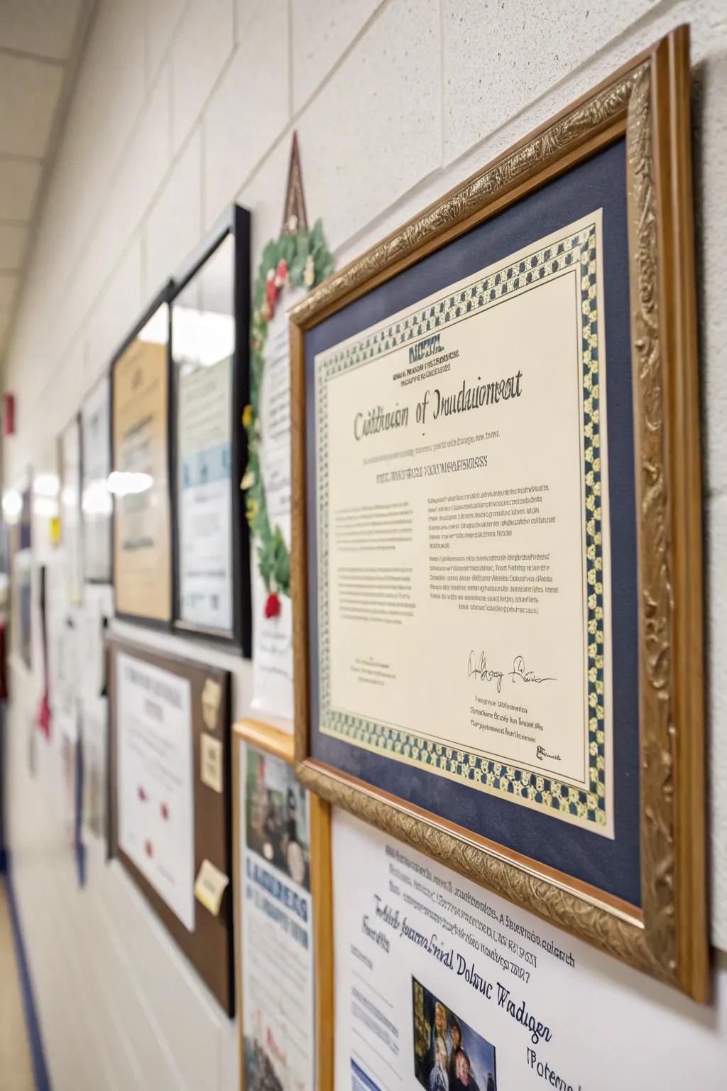 A personalized certificate proudly displayed.