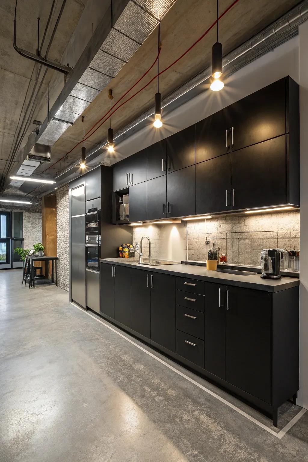 A sleek black and stainless steel kitchen for a modern edge.