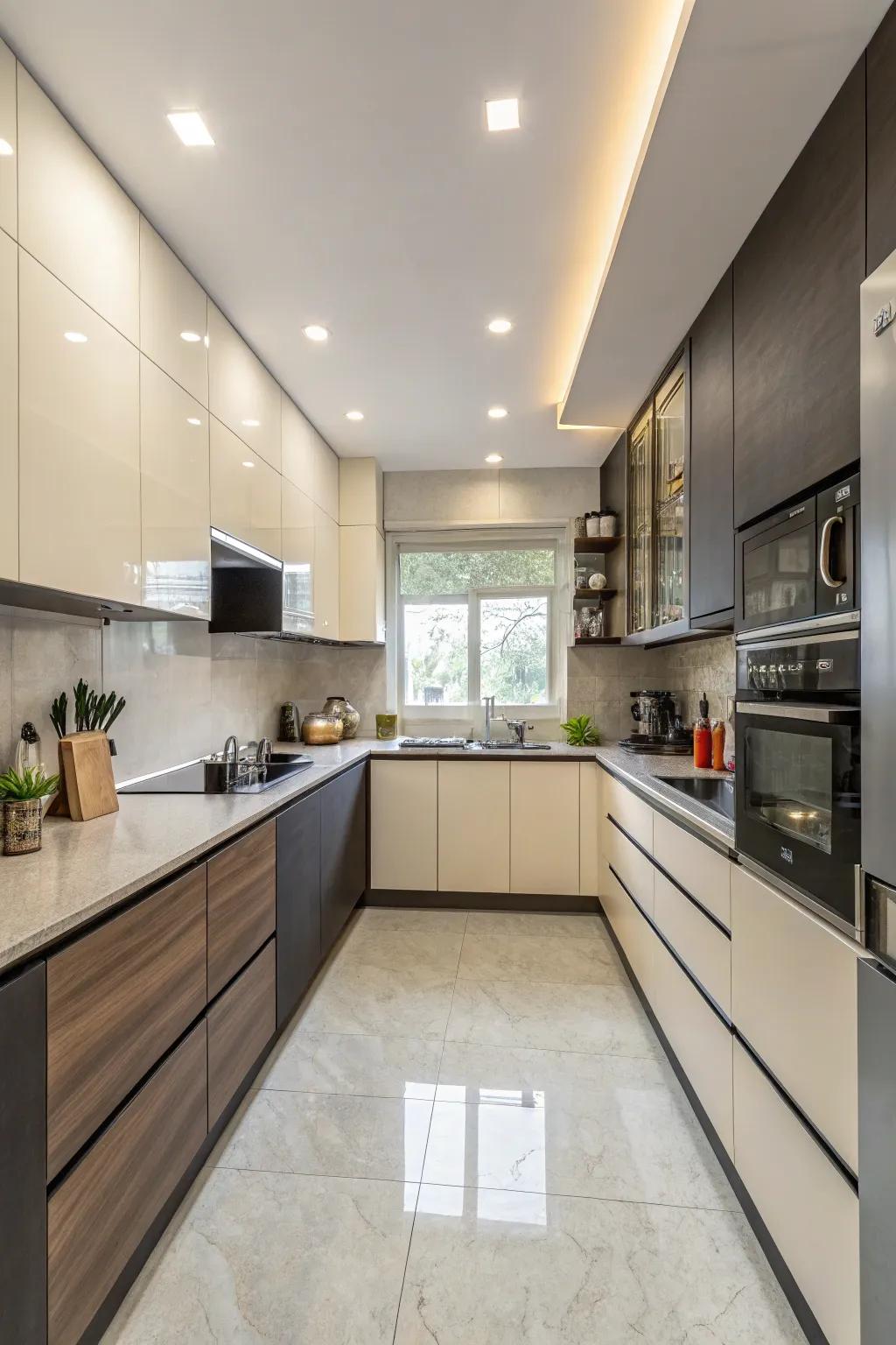 Two-tone cabinetry adds depth and character to any kitchen space.