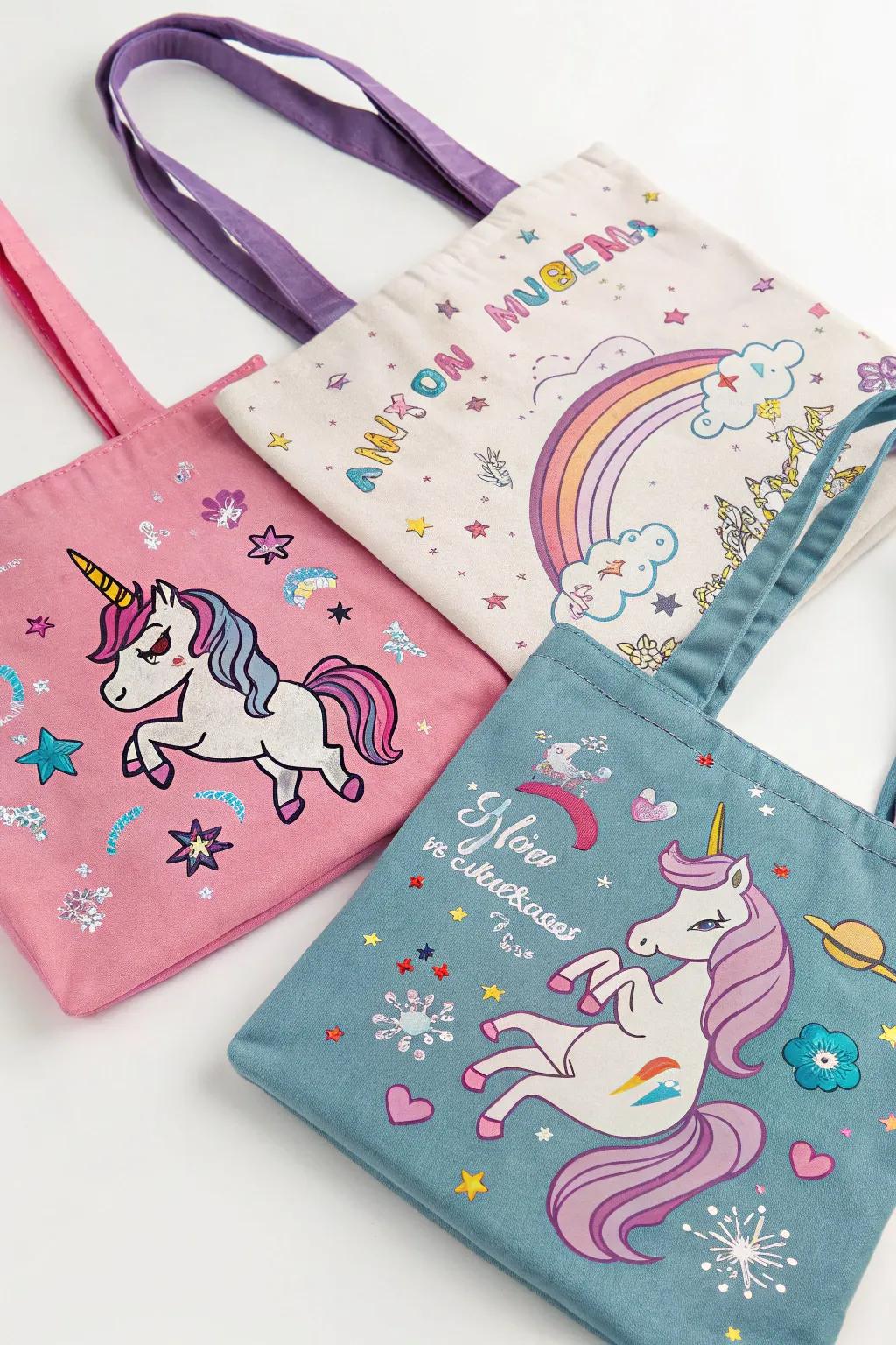 Eco-friendly unicorn tote bags that guests will cherish.