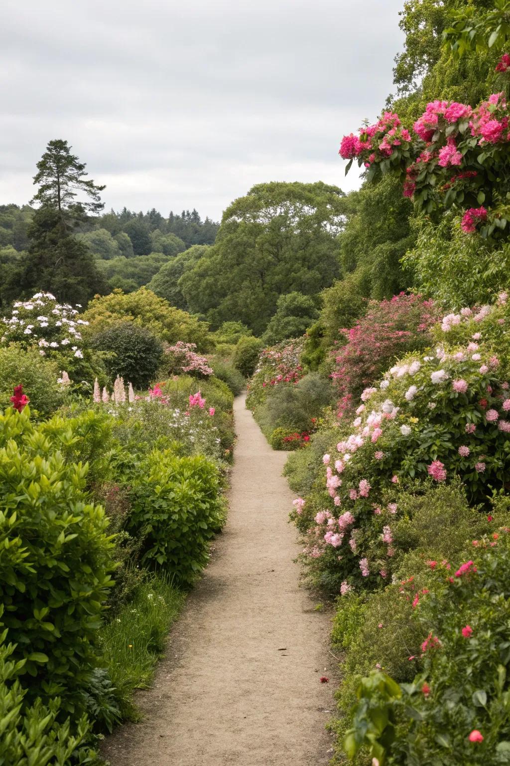 Paths integrated with plants offer a harmonious coexistence with nature.