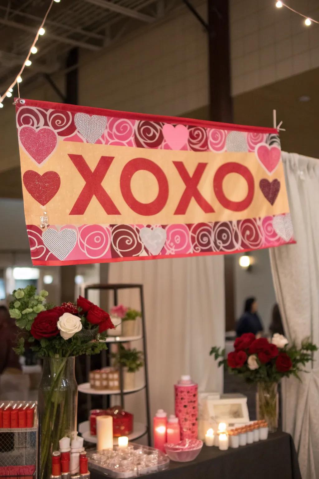 A charming XOXO banner adds a sweet touch.