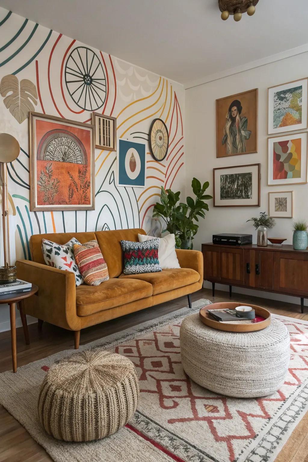 Abstract designs turn walls into art.