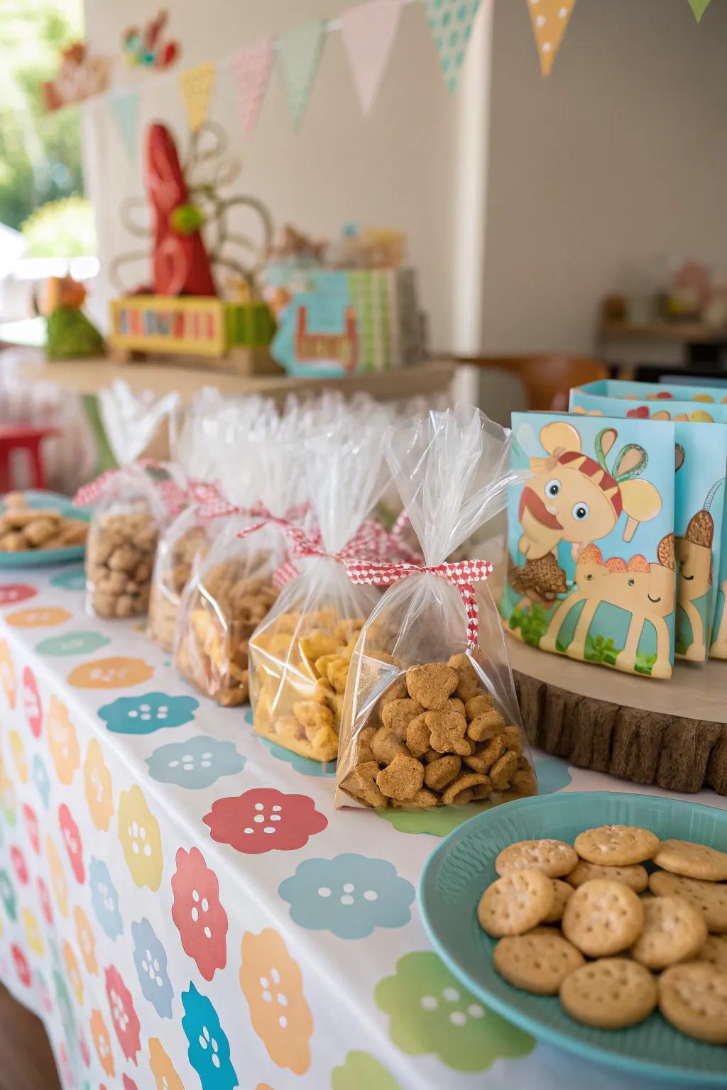 Animal crackers and treats, a simple delight for the kids.