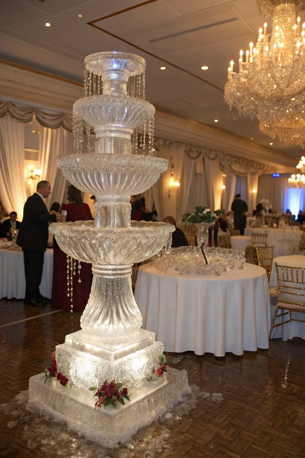 Ice sculptures add a luxurious element to your decor.