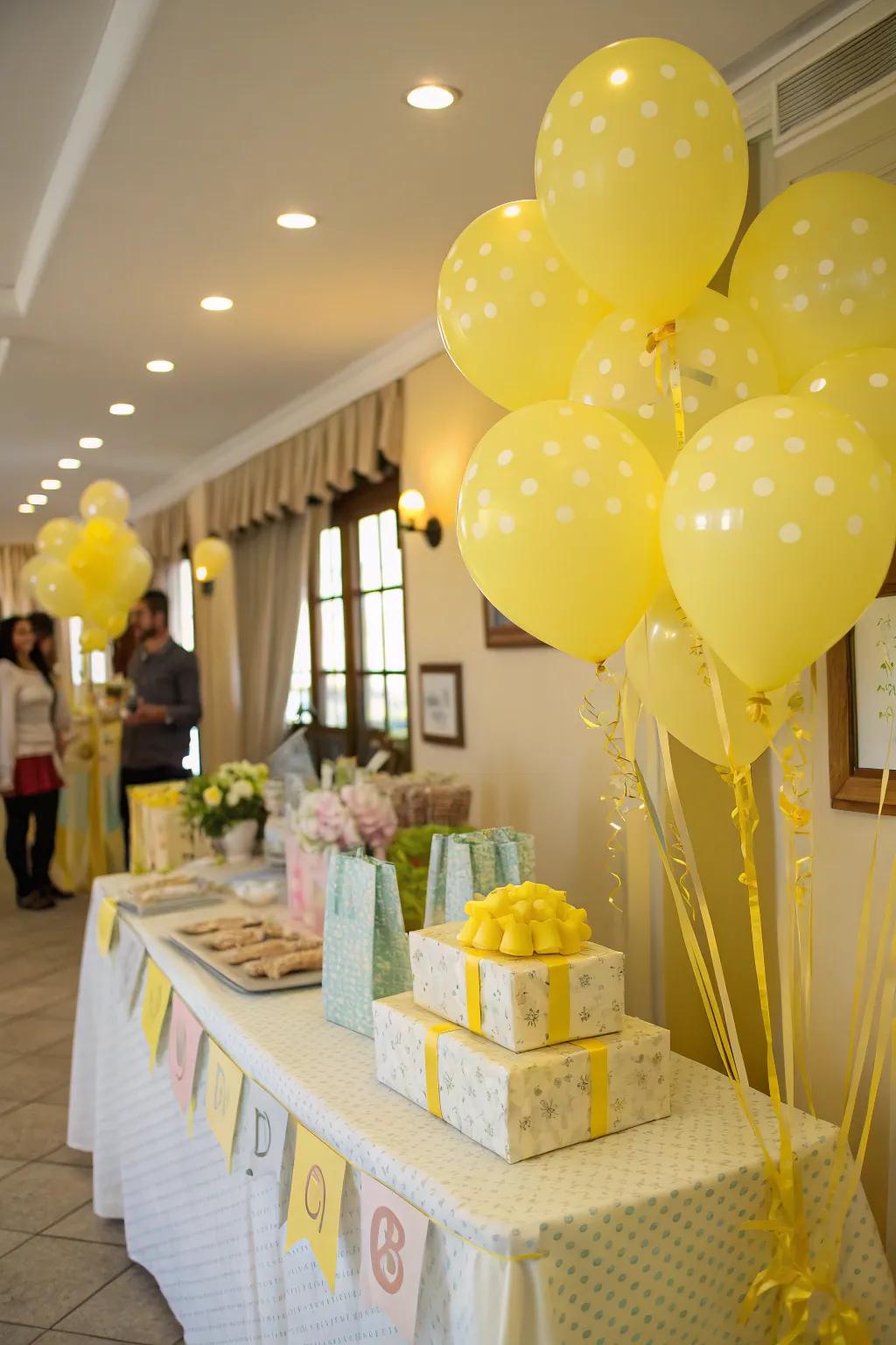 Sunny themed decor for a baby shower.