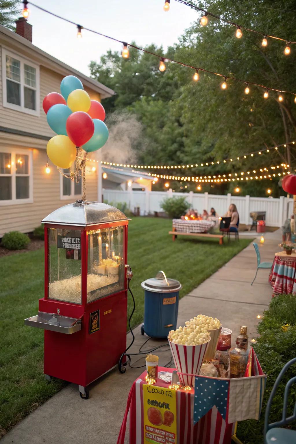 A fun-filled carnival setup in the backyard with games and treats.