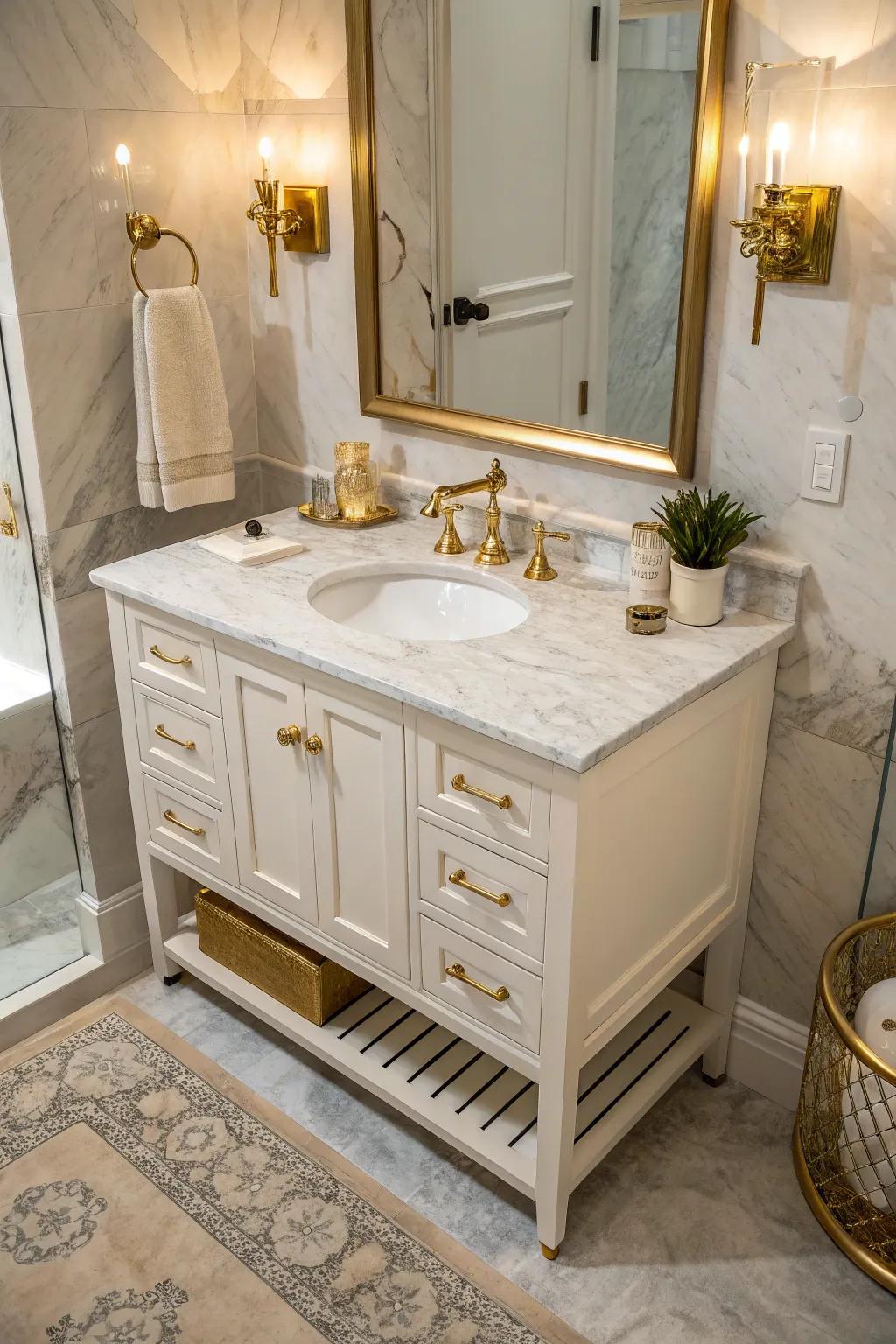 Elevate your bathroom with a luxurious marble countertop.