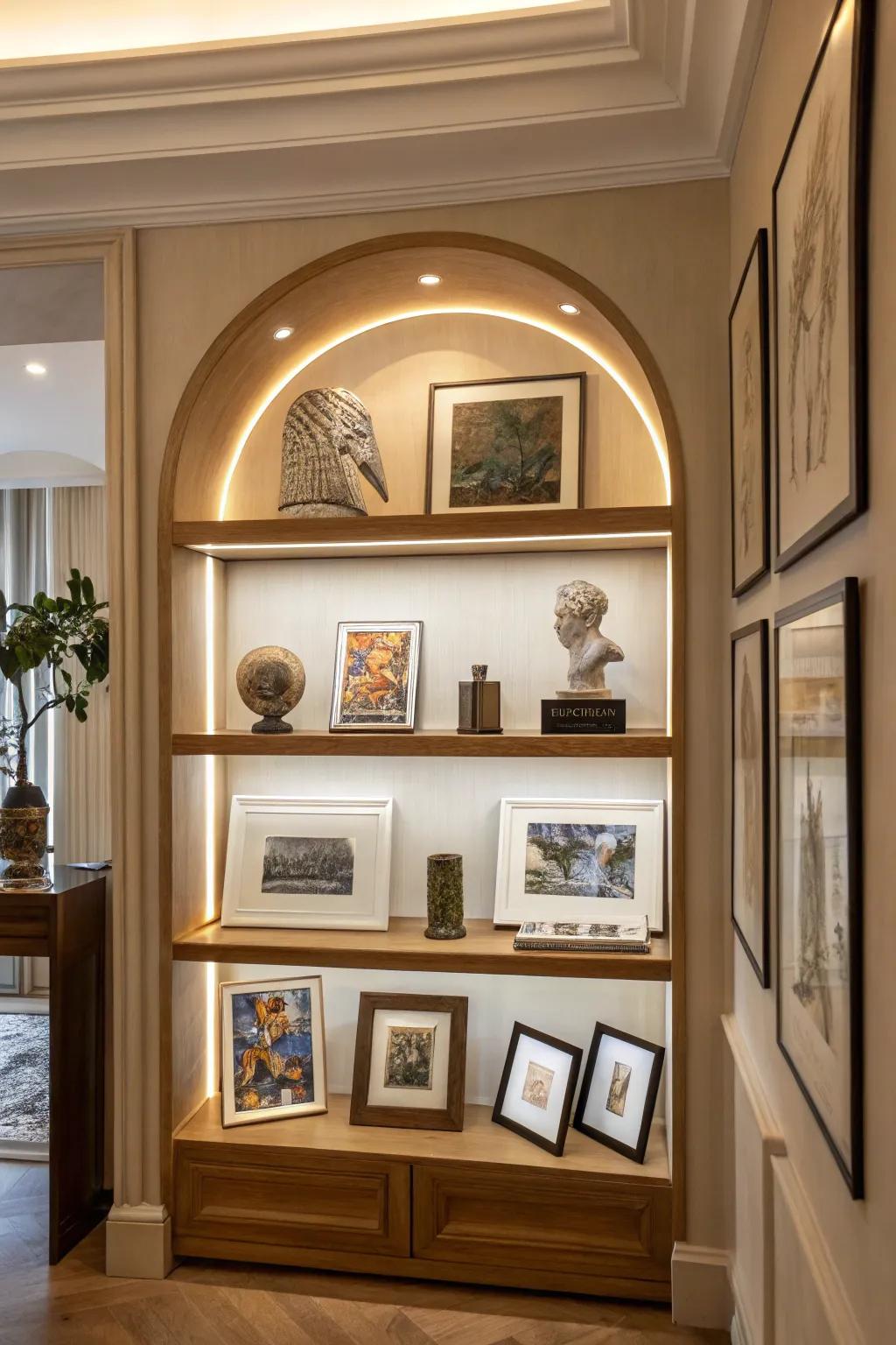 Turn your alcove into a personal art gallery.