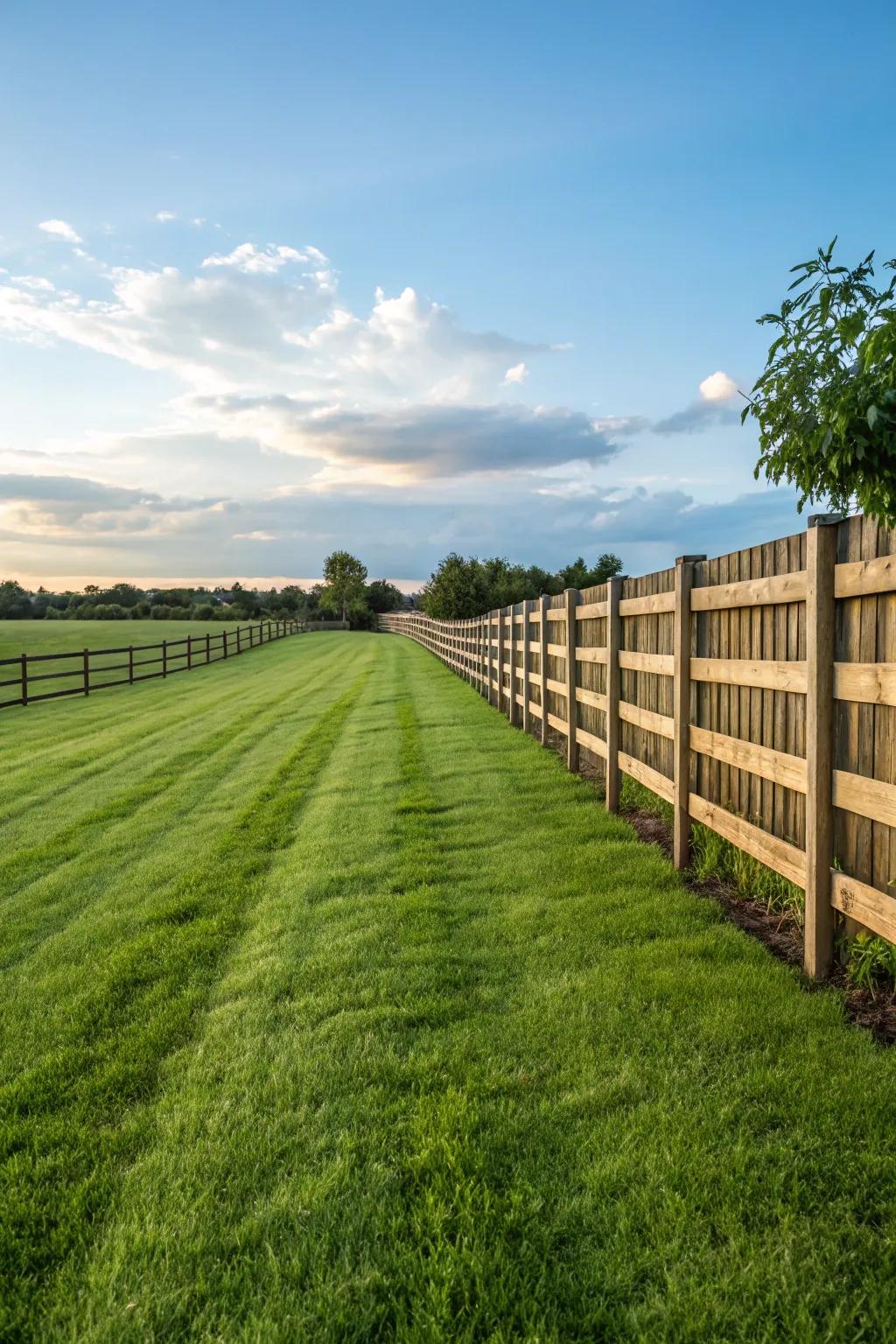 A green lawn is a classic complement to any fence.