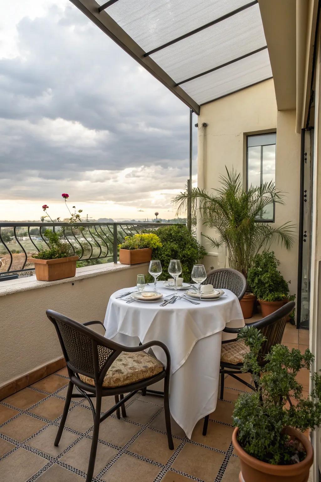 A quaint dining setup perfect for alfresco meals.