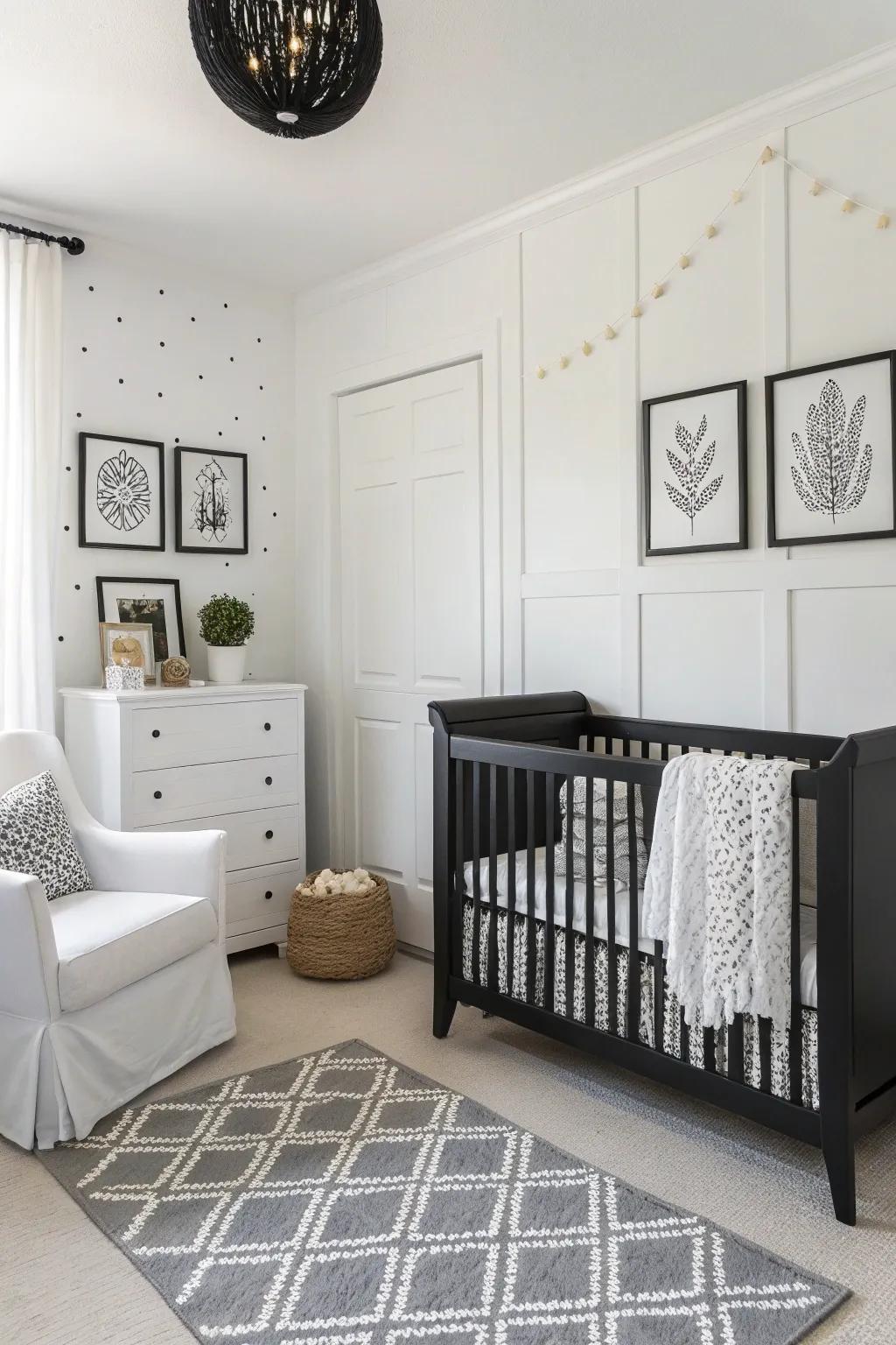 Find timeless elegance in a monochrome-themed nursery.