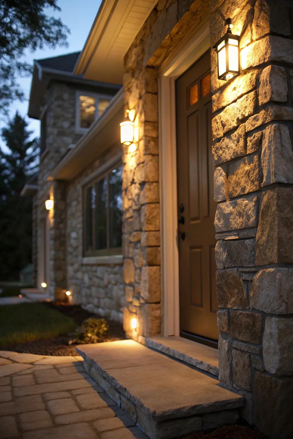 Accent lighting emphasizes architectural features beautifully.