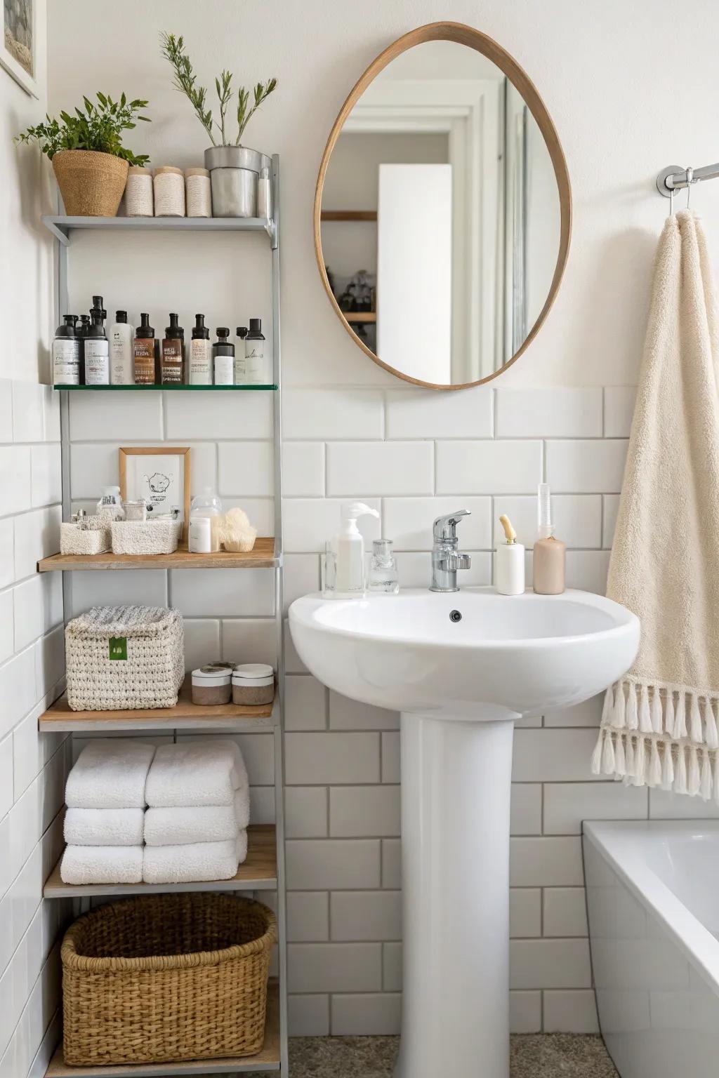 Maximize storage with stylish floating shelves.