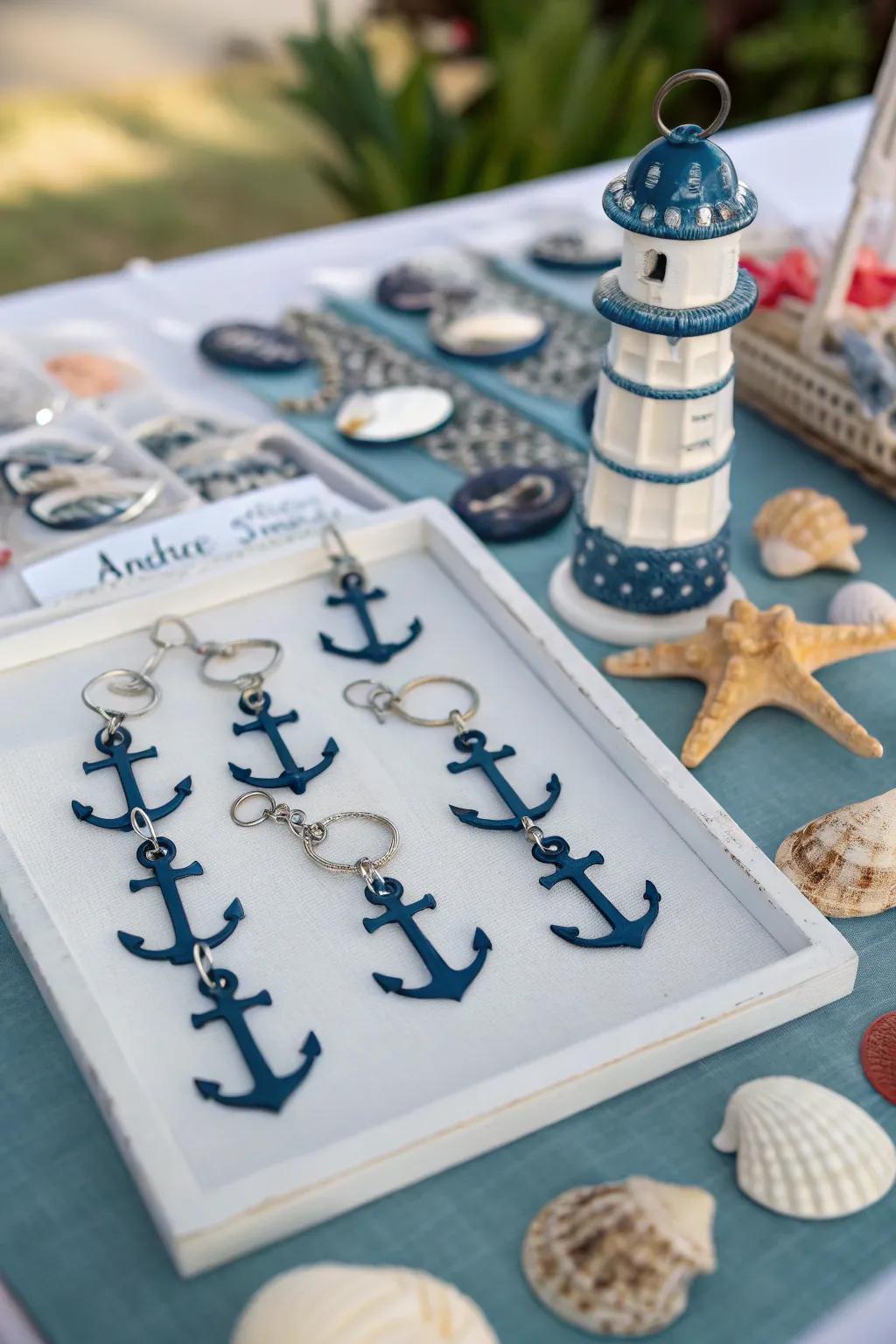 Nautical anchor keychains are practical keepsakes with a maritime flair.