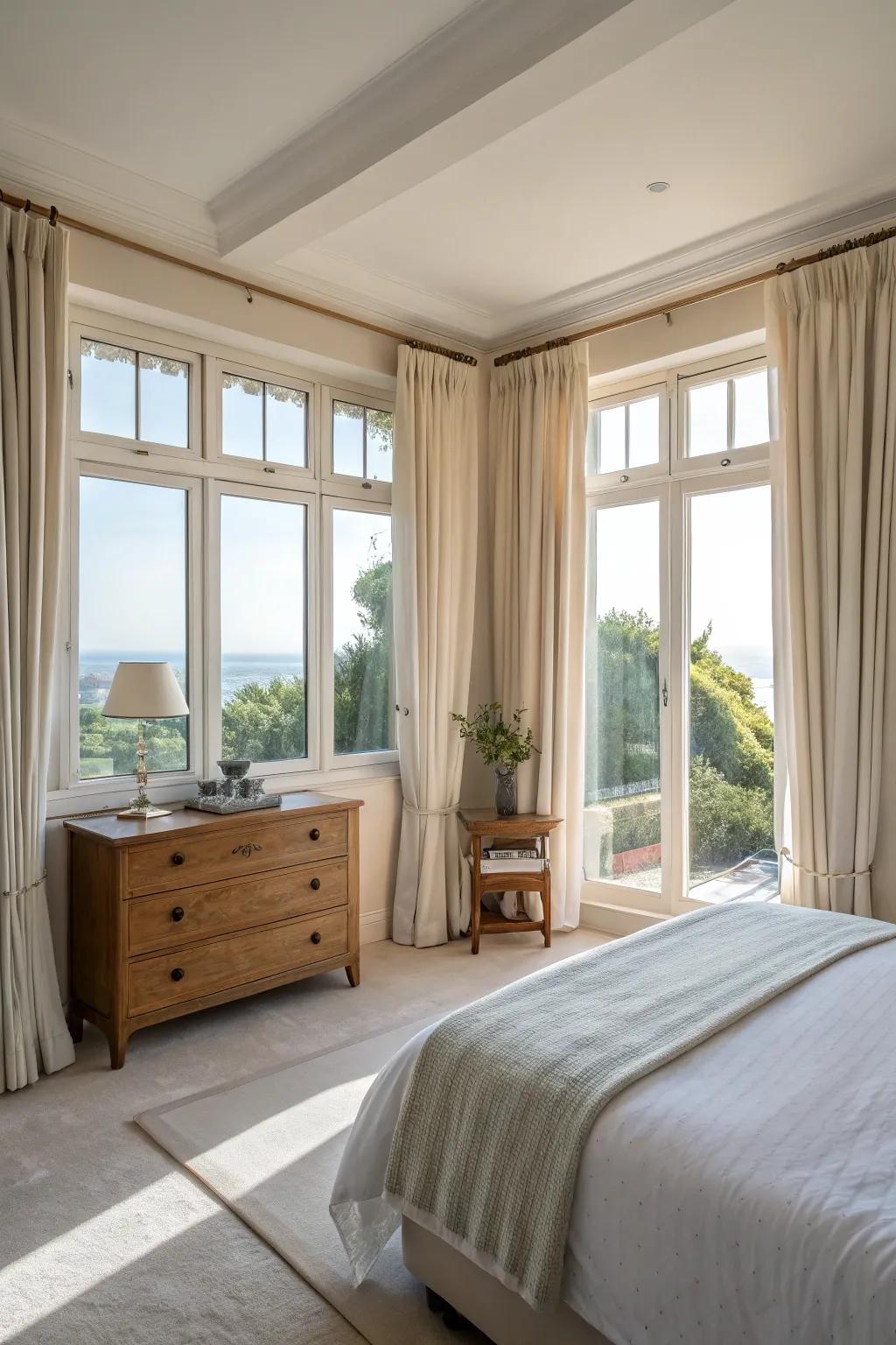 Natural light enhances the airy feel of this bedroom.