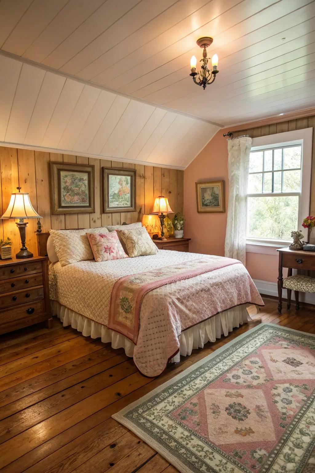 Reclaimed wood floors add history and character to your bedroom.