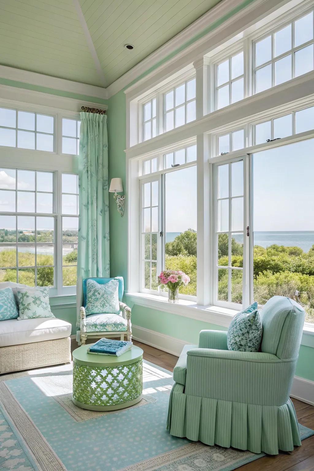 Pastel shades create a fresh and airy ambiance.