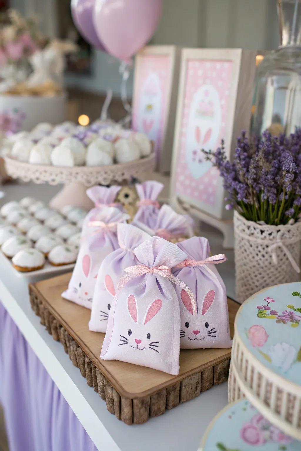 Adorable bunny-themed party favors to thank guests.