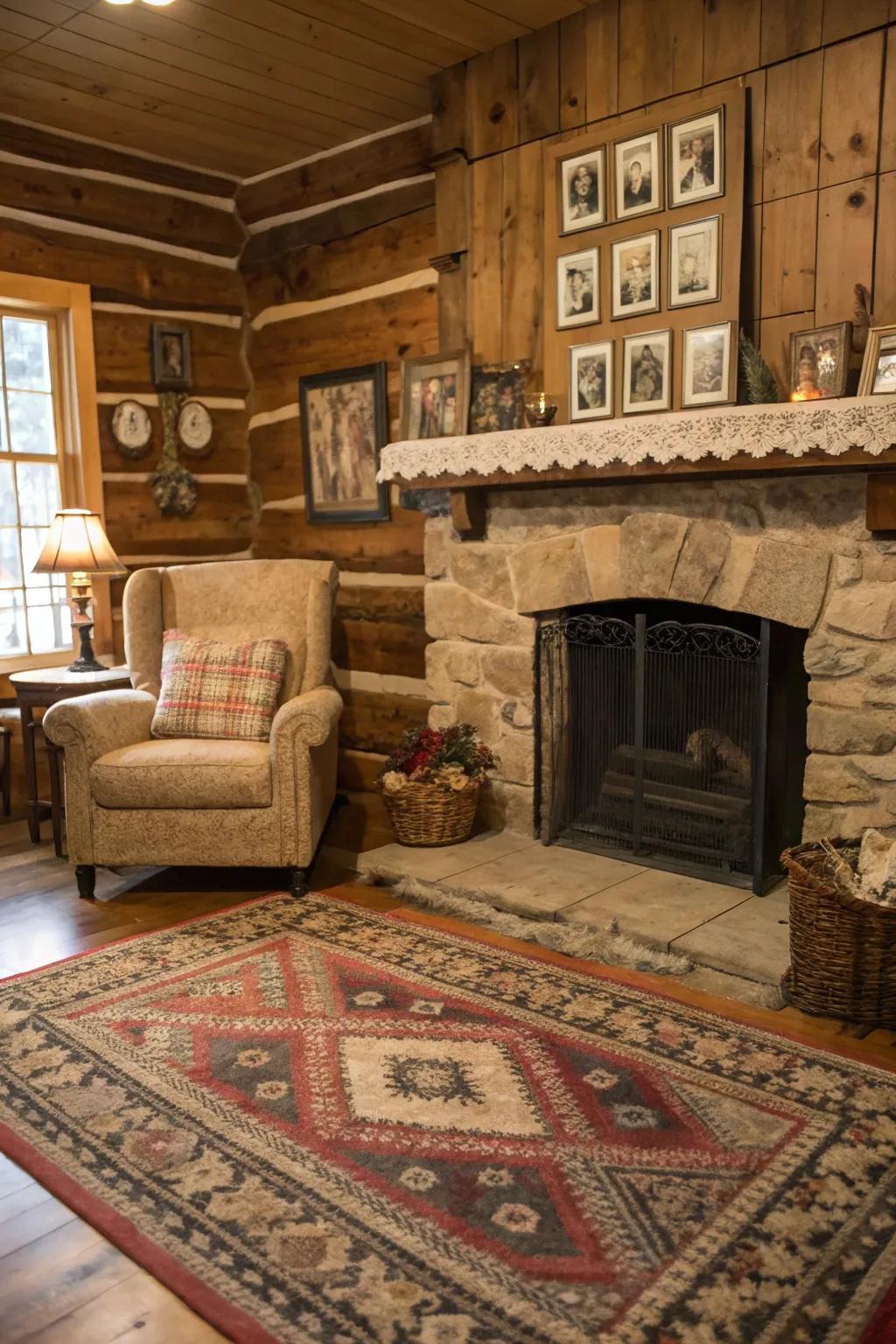 Rustic decor elements in a cozy cabin